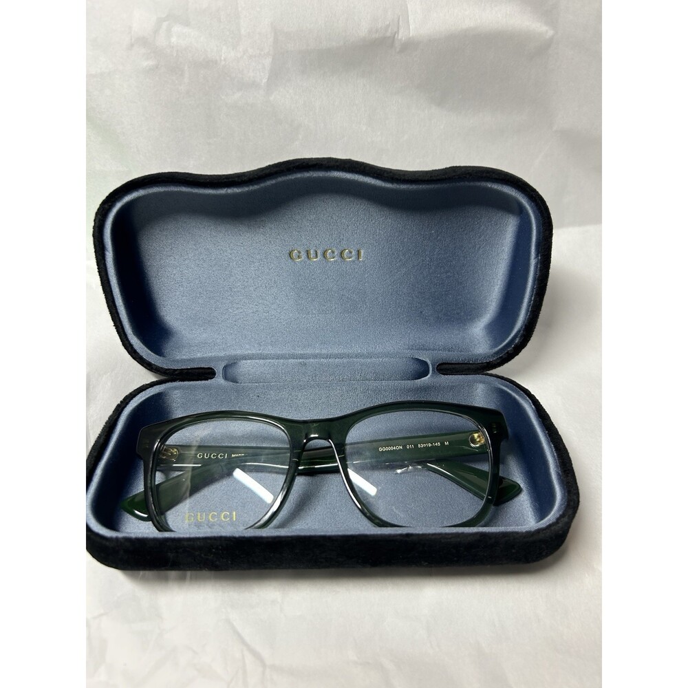 Authentic Gucci GG0004ON Eyeglass Frame Green 011 53-19-145 With Case Flaw